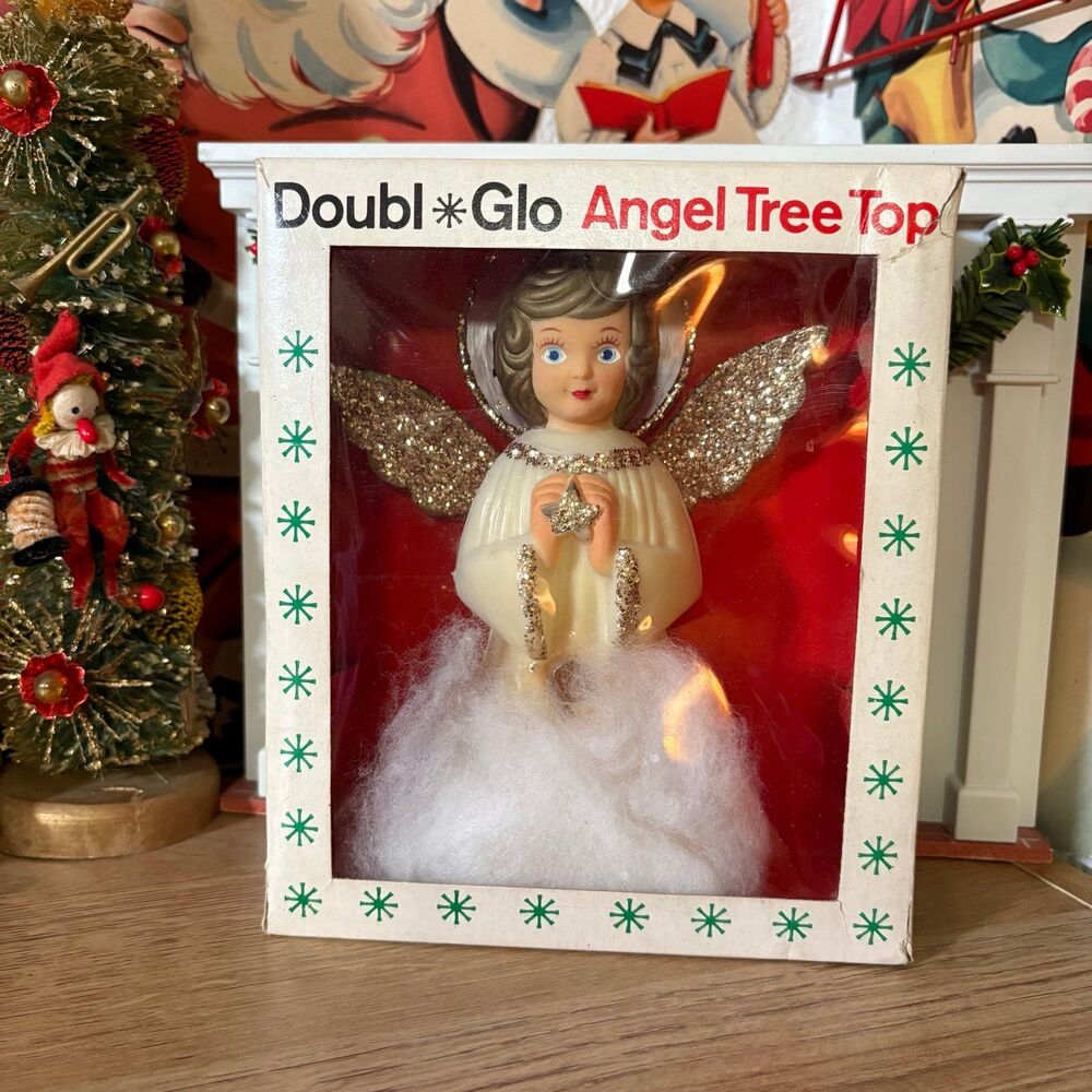 Vintage Christmas Doubl Glo Angel Tree Topper *DAMAGED